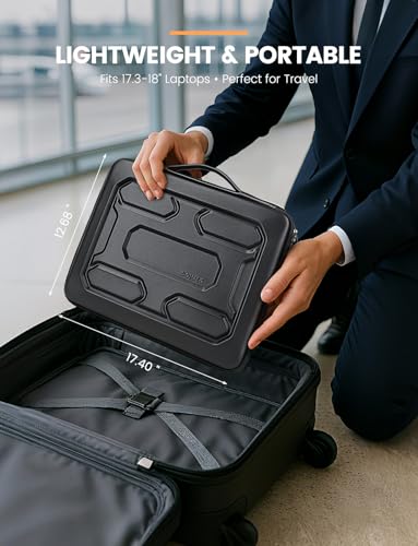 DOMISO 18 inch Laptop Sleeve with Handle Shockproof Computer Bag Waterproof EVA Protective Carrying Case for 17.3" MSI GS73VR Stealth Pro/HP Envy 17/LG Gram 17"/ROG Strix GL702VS, Black - color: Black, size: 17.5-18 inch