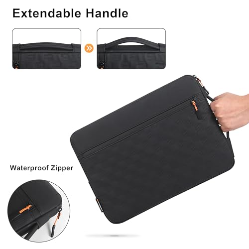 DOMISO 14 Inch Laptop Sleeve, Waterproof Shockproof Protective Case with Handle, Fits MacBook Pro/Dell XPS/HP 14" Laptops, Black - color: Black, size: 14 inch