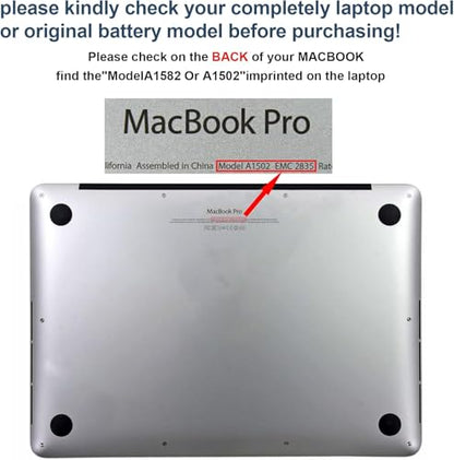 TREE.NB A1502 Battery Replacement, A1582 A1493 Battery for MacBook Pro A1502 Retina 13” A1493 (Early 2015/Mid 2014/Late 2013), High Performance 11.42V / 74.9Wh - size: ‎11.22x4.12x0.35inch A1582