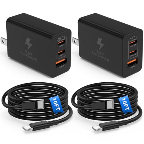 65W USB C Super Fast Charger Block,100W Charging Station/10ft Type C to C Cable Cord Long,Laptop Adapter for MacBook Pro/Air/iPhone 17 16 15 Pro Max/Samsung Galaxy S26+ S25 S24 S23 S22 S21 Ultra/Plus - color: Dark Black, size: 10 Feet