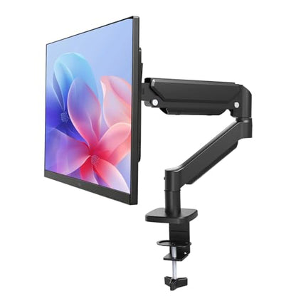 Single Monitor Mount for 17-32 Inch Screens, Gas Spring Monitor Arm Desk Mount with Full Motion Adjustment, Supports 4.4-19.8 lbs Monitors, VESA 75x75/100x100, C-Clamp & Grommet Base