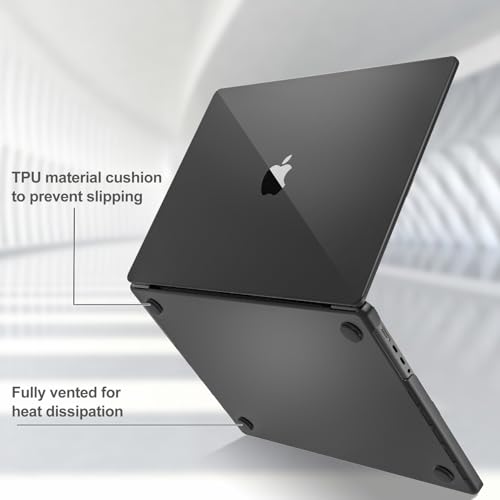 ProCase Slim case for MacBook Pro 16 Inch -Midnightblack | Translucent Hard Shell Shockproof Cover for 2026 2025-2021 MacBook Pro M5 M4 M3 M2 M1 Pro/Max - color: Midnightblack