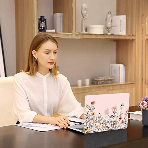 MOSISO Compatible with MacBook Air 13 inch Case M1 2022-2018, Pink | Retina Display, Plastic Garden Flowers Hard Shell&Keyboard Cover&Screen Protector, Release A2337 M1 A2179 A1932 - color: Pink