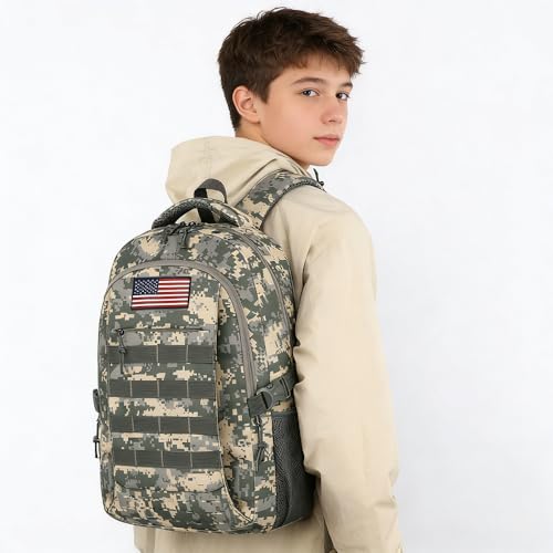 18 Inch Digital Camo Teen School Bookbag, 35L Water Resistant Large Capacity Backpack with Luggage Strap, Daypack for Boys Girls School Daily Travel, Digital Camouflage - color: Camo Backpack Single Pack-1