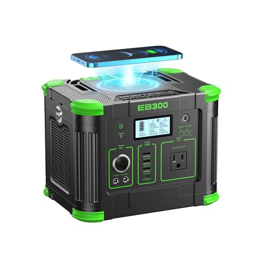 330W Portable Power Station, 288.6Wh Backup Lithium Battery for Outdoor | With 60W USB-C PD Output, 120V Pure Sine Wave AC Outlet, 5W Wireless Charging, 330W Solar Generator Camping Travel Hunting - color: Green