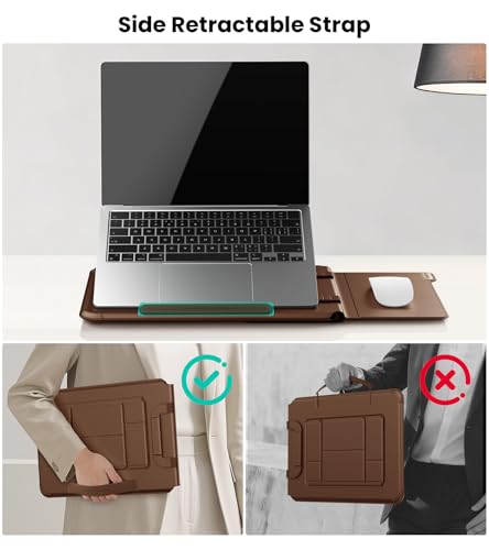 Nillkin 14 inch Laptop Sleeve with Stand (4-in-1), 2 Stand Modes, Mouse Pad | ﻿ Magnetic Handle | Slim Laptop Case | MacBook Air 13 inch Case for Samsung/Surface/HP/Chromebook/Dell/Lenovo 12-14'', Brown - color: Brown, size: 12-14 inch