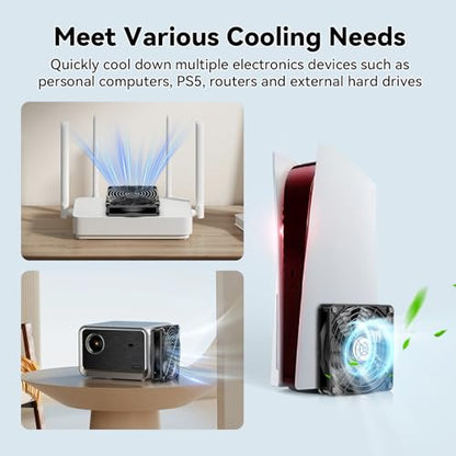 ELUTENG 120mm USB Computer Fan, 5V PC Cooling Fan with 3 Adjustable Speeds | DC to USB Adapter, Metal Grill Fan for Laptop, PS5/PS4, TV Box, Router, AV Cabinet & Projector, Black