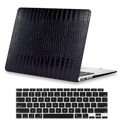 Compatible with Crocodile MacBook Air 13 inch Case 2021 2020 2019 2018 M1 A2337 A2179 A1932, Textured Elegant Luxury Aligator Skin Snakeskin PU Leather Hard Shell & Keyboard Cover, Black - color: # Black Crocodile