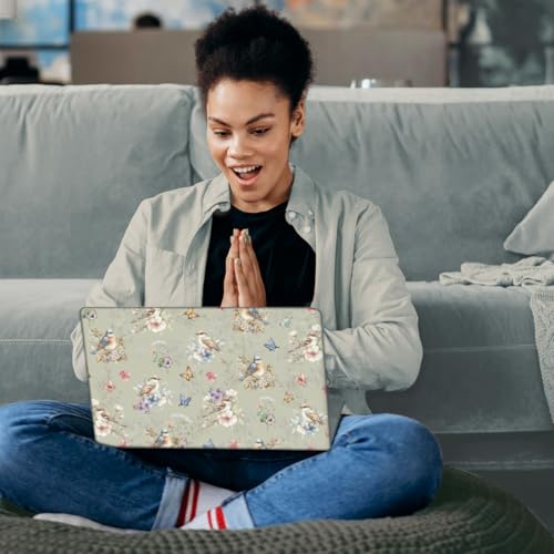 SUPERDANT 3Pcs Laptop Notebook Skin Sticker Universal Size Trimmable PVC Laptop Decal for 12 13 14 15.6 Inch Notebook Computer Protection and Personalization Flowers Birds 15.6x10.6in