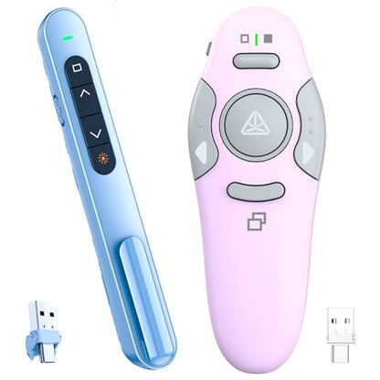 QUI Presenter Clicker USB A&C Bundle | BK600 Slim-Shaped Blue & BQ100 Remote-Shaped Purple