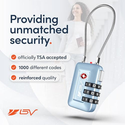 TSA Accepted Luggage Travel Lock, Set-Your-Own Combination Lock for School Gym Locker, Luggage Suitcase Baggage Locks, Filing Cabinets, Toolbox, Case Arctic Blue, 2 Pack (Limited Edition) - color: Arctic Blue 2-Pack