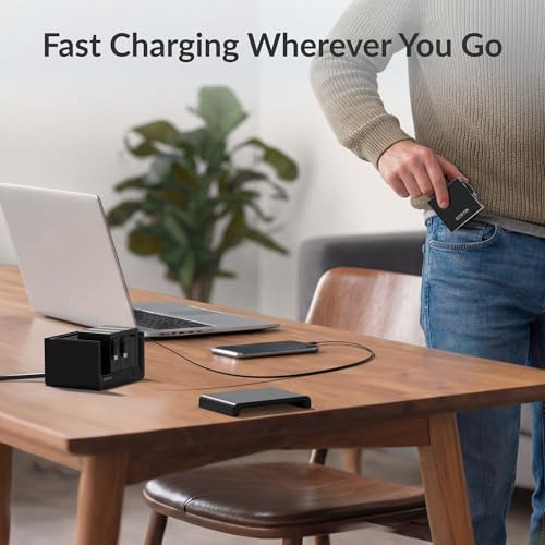 12-in-1 Desktop Modular Charging Station, 4 65W USB C Retractable Chargers with 33.5in Built-in Cables, ETL Surge Protector Charging Hub for Laptop, Phone, Tablet, Home Office Desk, Black - color: Black
