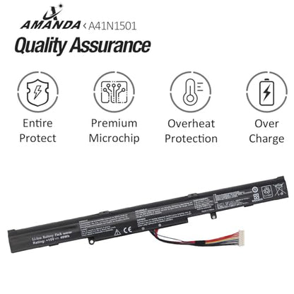 AMANDA A41N1501 Battery 15V 48Wh Replacement for ASUS ROG G752VW GL752VL GL752VW N752VW N552V N552VX N752V Series A41LK9H L41LK2H 0B110-00360000 0B110-00360100