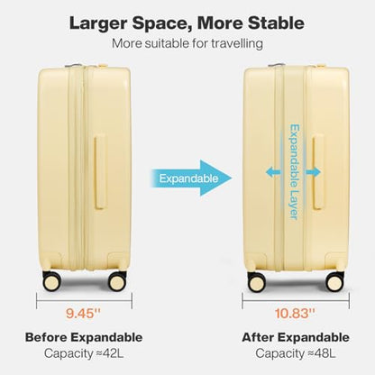 mixi 20 Inch Large Expandable Carry on Luggage Suitcase with Spinner Wheels, Hardside Rolling Travel Suitcase PC with TSA Lock, Lark Yellow - color: Lark Yellow, size: 20in Expandable