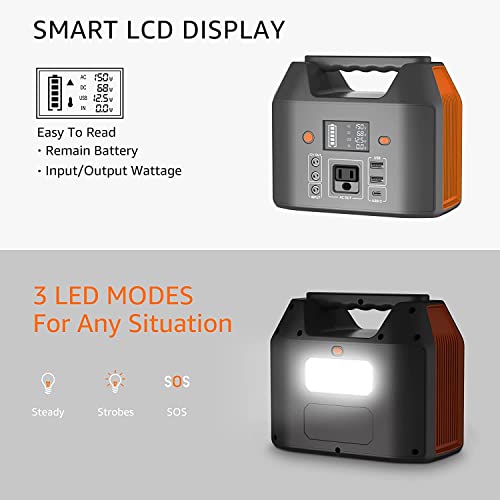 EnginStar Power Bank with AC Outlet 150W 110V Laptop Power Bank, 155Wh/ 42000mAh Battery Bank, Lithium Ion Power Supply for Emergency Camping - color: Orange