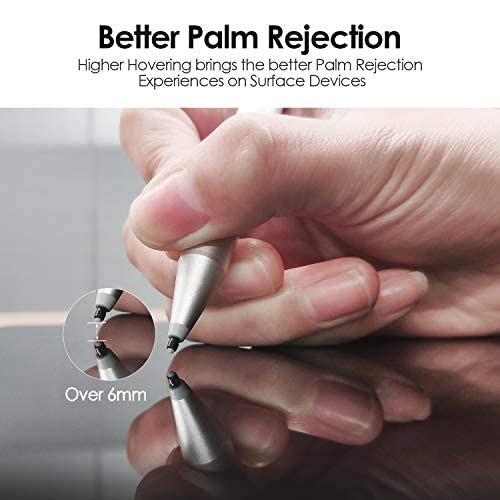 Uogic Pen for Microsoft Surface, 90-Day Battery Life, Smooth Writing, Palm Rejection, 1024 Levels Pressure, Flex & Soft HB Nib, for Surface (Pro, Studio, Book, Laptop, Go) - color: Silver