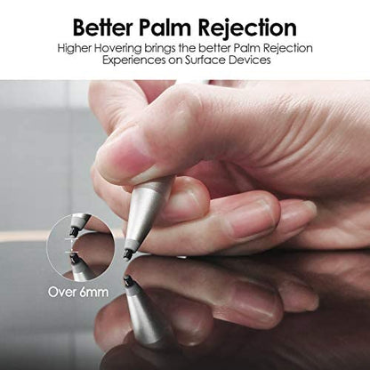 Uogic Pen for Microsoft Surface, 90-Day Battery Life, Smooth Writing, Palm Rejection, 1024 Levels Pressure, Flex & Soft HB Nib, for Surface (Pro, Studio, Book, Laptop, Go) - color: Silver