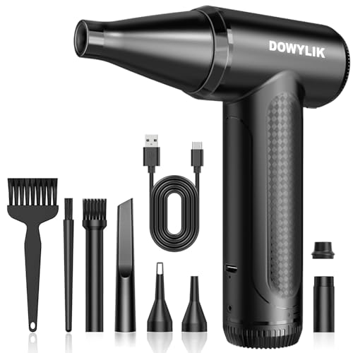 Compressed Air Duster - 150000RPM Brushless Motor, Mini Air Blower for PC Cleaning Kit, Canned Air Duster for Computers, Rechargeable & Portable Compressed Air for Electronics