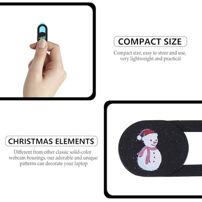 3pcs Webcam Cover Slide for Laptop and Desktop, Christmas Theme Black Anti-Peeping Camera Privacy Protector, Ultra-Thin Sliding Lens Guard for Computer and Tablet Use