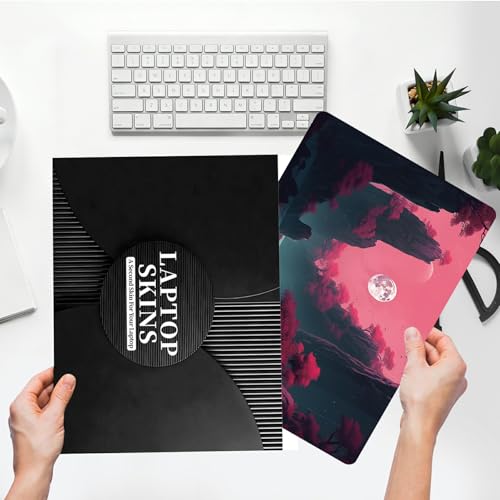 Universal Laptop Skin Sticker with 2 Wrist Pad Skins, Waterproof Scratch Resistant Vinyl Laptop Cover Decal, Cut to Fit for 11–15.6 Inch MacBook HP Dell Lenovo, Moonlight Landscape - color: Moonlight Landscape