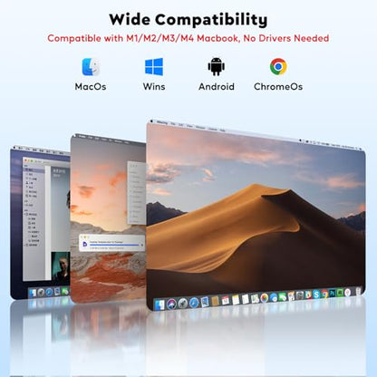 Wireless Triple Portable Monitor，Laptop Screen Extender 14", Wired Left Screen & Wireless Right Screen, 1080P FHD IPS Display Compatible with Mac M1 M2 M3 M4 Windows Android, Fits 14"-16" Laptops