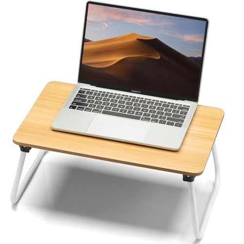 FISYOD Foldable Lap Desk, Laptop Bed Desk, Portable Bed Table, Laptop Stand for Bed & Couch, Lightweight & Mini - Oak - color: Oak