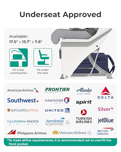 BAGSMART Small Underseat Carry on Luggage with Wheels, 16 inch Small Under Seat Luggage, Lightweight Travel Suitcase for Women, Navy Blue - color: Blue