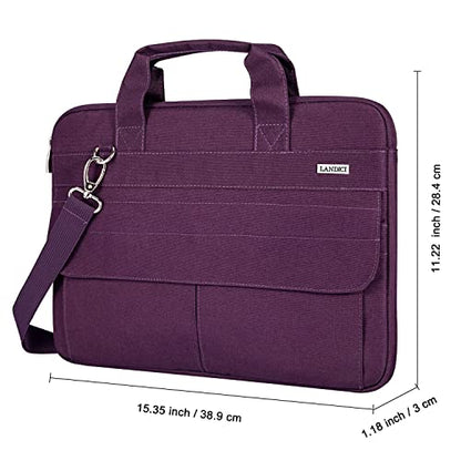 LANDICI Laptop Bag Case 15.6 Inch with Shoulder Strap, Slim Waterproof Computer Sleeve Cover Compatible with MacBook Pro 15/16, MacBook Air 15, 15-16 Inch HP Acer Dell Lenovo Laptop, Women, Purple - color: Purple, size: 14-15.6 Inch
