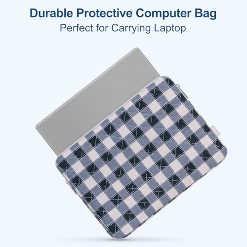 MOSISO 13-14 inch Laptop Case, 13.3 inch Puffy Laptop Sleeve, Blue&Sand Grid