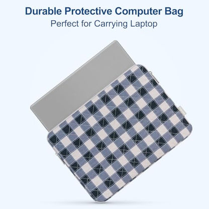 MOSISO 13-14 inch Laptop Case, 13.3 inch Puffy Laptop Sleeve, Blue&Sand Grid