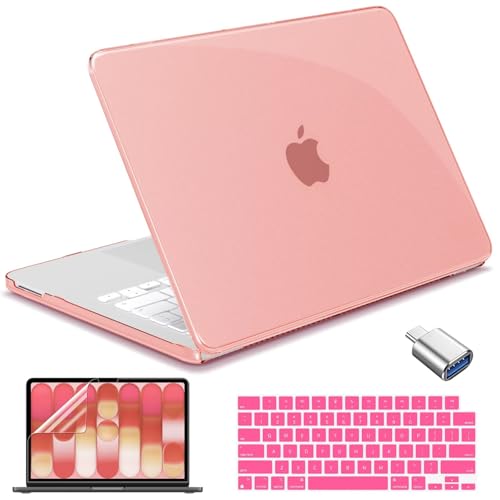 for MacBook Neo 13 inch Case 2026, Ultra-Thin Shockproof Hard Shell Laptop Cover with Keyboard Cover & Screen Protector, Crystal Pink - color: Crystal Pink