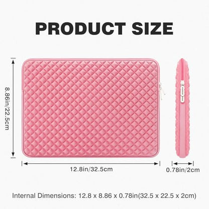 RAINYEAR 11 Inch Laptop Sleeve Shockproof Diamond Foam Padded Case, Pink | Protective Soft Fluffy Lining Carrying Bag Case Compatible with 11.6'' MacBook Air 13” MacBook Neo A18, 11" Computer Notebook - color: Pink, size: 11"-11.6"