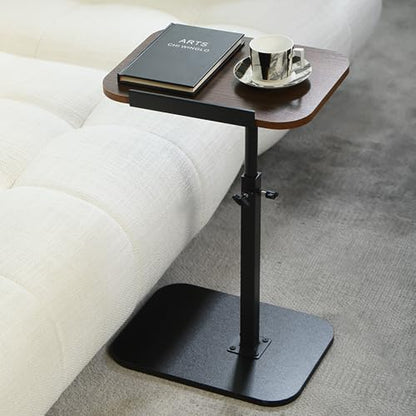 ACEQLYT® Small Adjustable Side Table, Adjustable Height & Flip-Over Panel Design & 360° Swivel, Couch Armrest C Shaped End Table, Laptop Stand for Couch