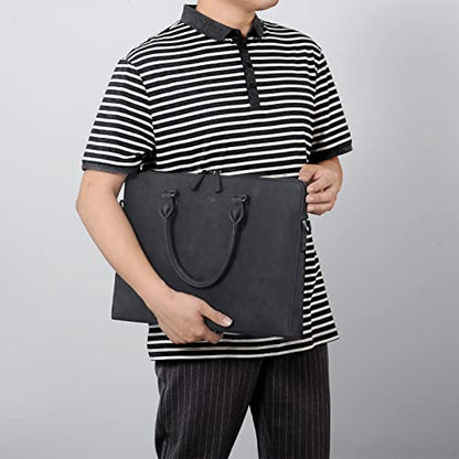 FSD. WG Business Bag Leather Messenger Bag Water Resistant Business Travel Briefcase Handbag Briefcase for Men - color: Black