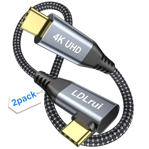 LDLrui 1FT Right Angle USB C Data Cable 2-Pack, 20Gbps, 4K Video, 100W PD | External SSDs, Mac Mini Setups, Docking Stations, USB-C Hubs, Space-Saving Design, Reduced Port Strain, USB 3.2 Gen 2x2 - size: 1FT+1FT, style: Right Angle Type C