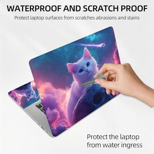 Galaxy Nebula Cat Universal Laptop Skin Sticker 3PCS, Protective Decal Trim-to-Fit 11.6" 13.3" 14" 15.6" Laptop Vinyl Cover, Removable Anti-Scratch Computer Decal Protector - color: Galaxy Nebula Cat