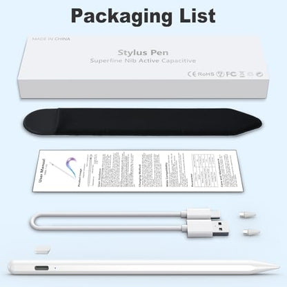 COO Universal Active Stylus Pen for iOS, Android & Samsung Touch Screens | Smart Digital Stylus for Lenovo/Vivo/Mi/HUAWEI Tablets, iPhone/Samsung/Pixel Phones for Drawing, White - color: White