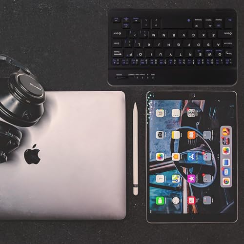 FLY WAY Portable Wireless Bluetooth 3.0 Keyboard,Ultra-Slim Mini Keypad 78 Keys Rechargeable Bluetooth Keyboard for iOS Android Windows Tablets and Other Bluetooth Devices(Black)