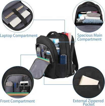 MATEIN College Large Travel Backpack, TSA Expandable Laptop Backpack | 43L College Computer Bag, Fit 17.3 Inch Laptop, Water Resistant Design, Lightweight Carry on, Sturdy, Spacious, Black - color: Deep Black, size: 17 inch