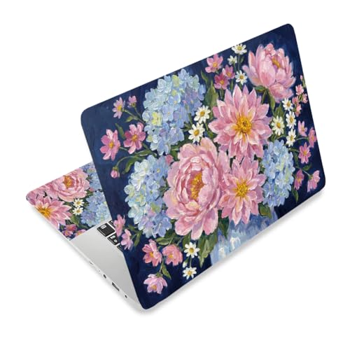 3pcs Laptop Decal Sticker Skin Cover 11.6" 12" 13" 13.3" 14" 15" 15.4" 15.6" inch Computer Vinyl Skin Stickers Waterproof Art Protector(Oil Painting of Flowers) - style: pink bustling