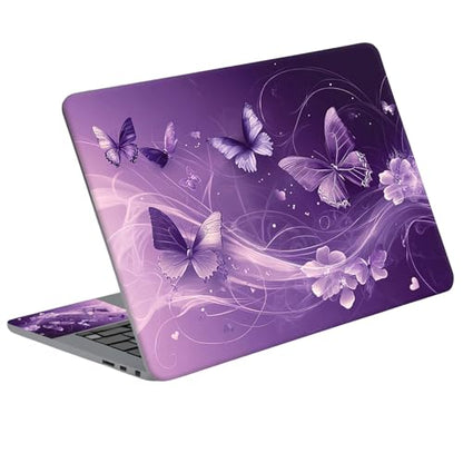 Universal Laptop Skin Sticker Decal with 2 Wrist Pad Skins, Waterproof Scratch Vinyl Cover for 11–15.6 Inch MacBook, HP, Dell, Lenovo, Cutable & Reusable,Purple Butterfly Fantasy - color: Purple Butterfly Fantasy