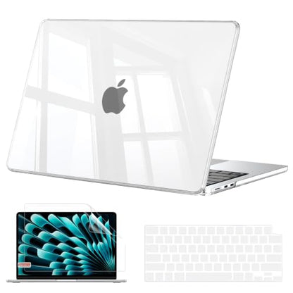 B BELK for MacBook Air 13 inch Case M5/M4/M3/M2 2026-2022, Ice Crystal | Scratch Resistant Hybrid Hard Shell for MacBook Air 13.6 inch Case with Soft TPU Edge, Keyboard Cover & Screen Protector - color: Ice Crystal
