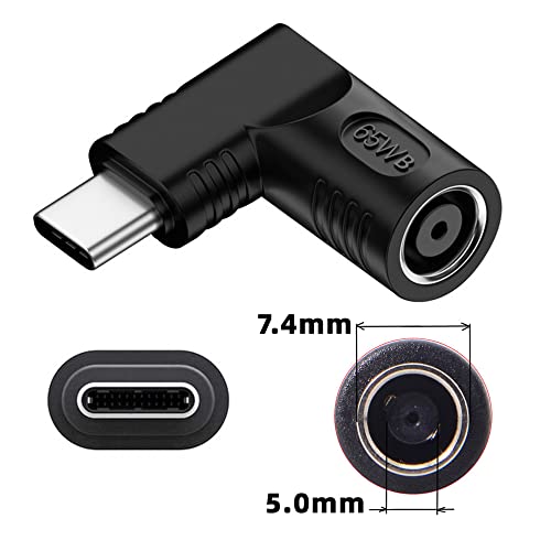 DC Jack 7.4x5.0mm Input to USB-C Type-C Angled 90 Degree Power Plug Charge Adapter for Laptop Phone - style: 7.4x5.0mm