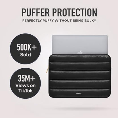 Vandel The Original Puffy Laptop Sleeve 13-14 Inch, Laptop Sleeve for Women | Protective Carrying Case Cover for MacBook Pro 14 in, MacBook Air 13 Inch, iPad Pro 12.9, Dell, Asus, HP - color: e. Shiny Black