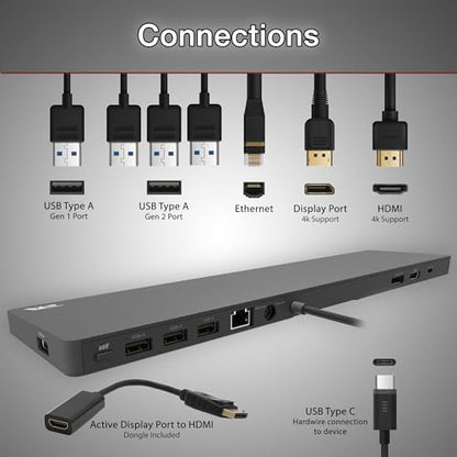 Cyber Acoustics Docking Station (DS-2000), 6 Pack – USB-C with 100W Power Delivery, Laptop Cooling, Dual 4K Monitor Displays, 4 USB-A Ports, Ethernet, Includes 6 Active DisplayPort to HDMI Adapters - size: DS-2000-6 Pack