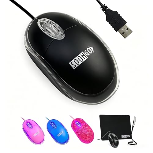SOON GO Wired Mouse-USB Wired Mouse,Ergonomic Optical Design,1.5M USB Cable, Plug & Play for PC/Laptop/Desktop (Black) - color: Black