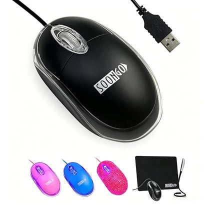 SOON GO Wired Mouse-USB Wired Mouse,Ergonomic Optical Design,1.5M USB Cable, Plug & Play for PC/Laptop/Desktop (Black) - color: Black