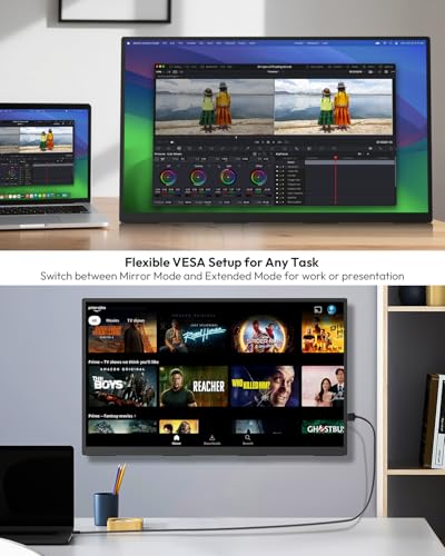 MESWAO 24 Inch Portable Monitor 120Hz FHD IPS Laptop Screen Extender, Large Travel Monitor with NO-Tipping 180° Stand & VESA, HDMI USB-C Second Screen for MacBook PC Home Office Gaming - size: 23.8