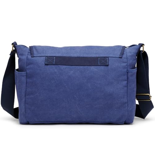 Sechunk Canvas Large Messenger Bag Shoulder bag Cross body bag Crossbody Bag - color: Blue, size: Large