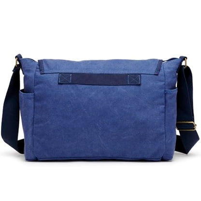 Sechunk Canvas Large Messenger Bag Shoulder bag Cross body bag Crossbody Bag - color: Blue, size: Large